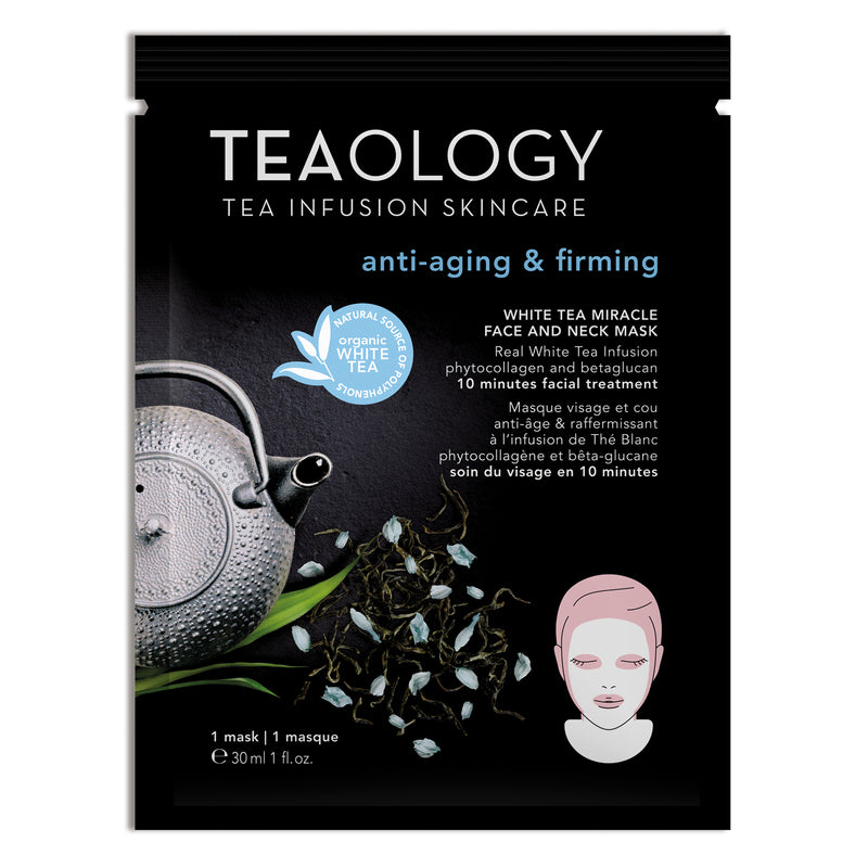 Teaology White Tea Miracle Face and Neck Mask | Anti-Aging & Firming - maseczka przeciwstarzeniowa do twarzy
