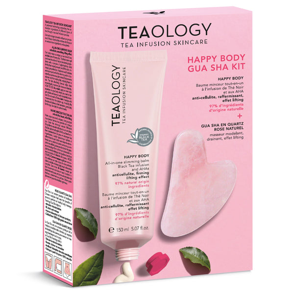 Teaology Happy Body Gua Sha Kit - płytka Gua Sha i krem modelujący