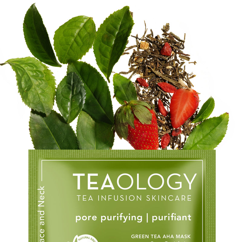 Teaology Green Tea AHA Mask - Oczyszczająca maseczka do twarzy i szyi